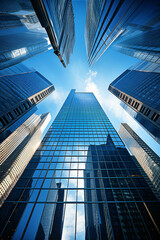 Fototapeta na wymiar modern office building blue sky 