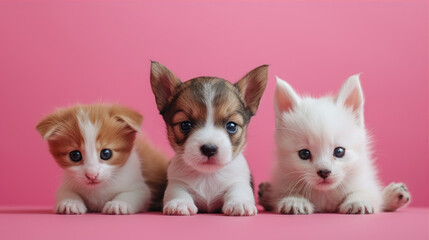 cute pets, cat and dogs 