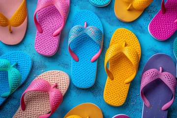 Gartenposter Variety of different flip flops, summer, beach and holiday, vacation on the beach, lifestyle and fashion  © Berit Kessler