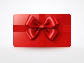 A photo of a red gift card adorned with a large bow, ideal for any special occasion or celebration.
