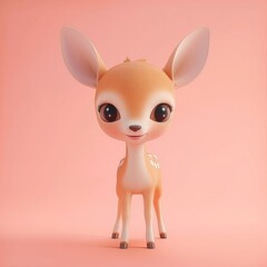 3D illustration of a cute baby deer cartoon
