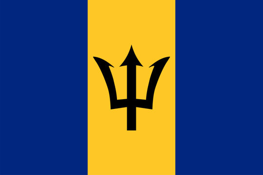 Barbados flag in official colors and proportion correctly vector