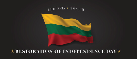 Lithuania restoration of independence day vector banner, greeting card