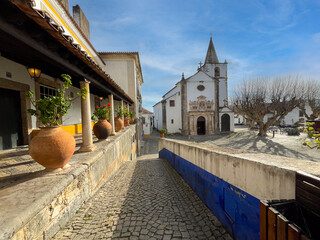 Saint Mary's Church in the old village of Obidos in Portugal - 735239373