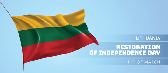 Lithuania happy restoration of independence day greeting card, banner vector illustration