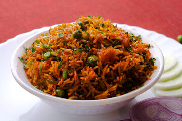 Veg biryani or veg pulav, Fried rice indian food, vegetable biryani.