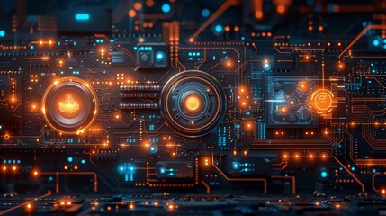 Obraz premium Technology integrated circuit, modern electronic conductors background