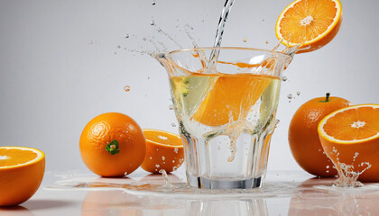 Refreshing Citrus Drink with Sliced Oranges in a Glass