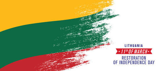 Obraz premium Lithuania happy restoration of independence day greeting card, banner vector illustration