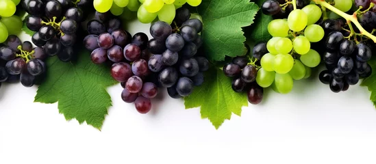 Fotobehang Green and Black juicy grapes on white background © Dzikir