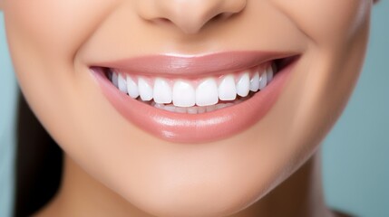 Fototapeta premium Dental Care. close up mouse Beautiful Woman Healthy Smile young Female Smile show beautiful of teeth, confident in orthodontics