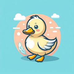 flat logo of Cute Duck cartoon icon illustration. animal nature icon, duck logo 