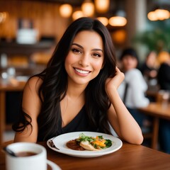 Casual café portrait of confident vlogger
