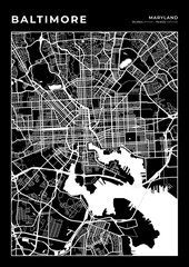 Baltimore City Map, Cartography Map, Street Layout Map