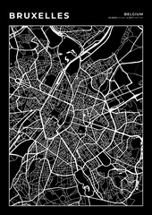 Bruxelles City Map, Cartography Map, Street Layout Map