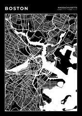 Boston City Map, Cartography Map, Street Layout Map