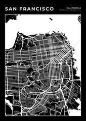 San Francisco City Map, Cartography Map, Street Layout Map