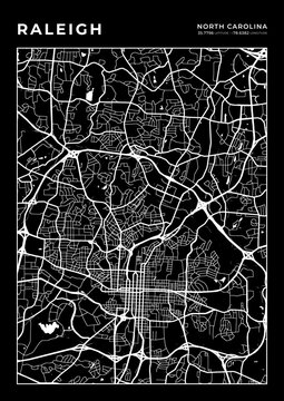 Raleigh City Map, Cartography Map, Street Layout Map