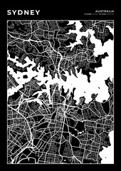 Sydney City Map, Cartography Map, Street Layout Map