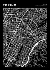 Torino City Map, Cartography Map, Street Layout Map