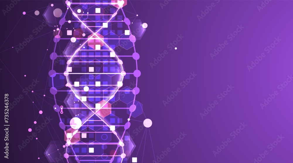 Aufkleber scientific and technological background. abstract image of dna molecule. vector illustration. hand d