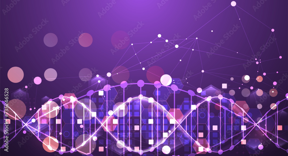 Aufkleber scientific and technological background. abstract image of dna molecule. vector illustration. hand d