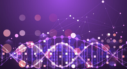 Scientific and technological background. Abstract image of DNA molecule. Vector illustration. Hand drawn.