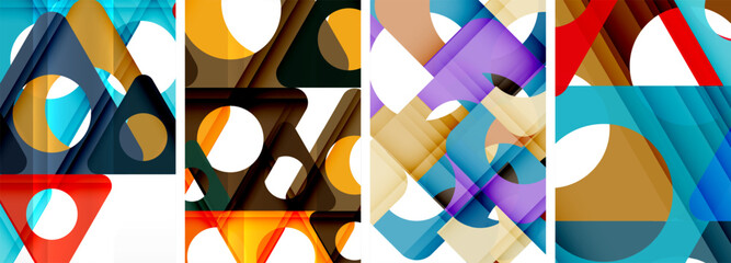 Abstract background set featuring captivating triangles. Harmonious blend of geometry and style, these designs bring modern flair