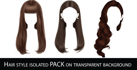 Fashionable women hairstyles , isolated on white, collage. Banner design