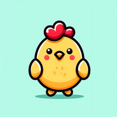flat logo of Cute Chicken cartoon icon illustration. animal nature icon, chicken logo