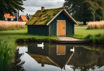 Fototapeta premium house on the river