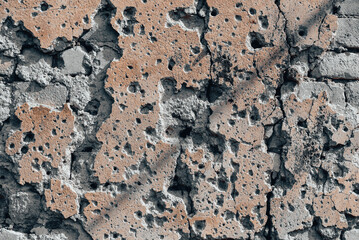 pattern explosion-damaged wall of the house in Ukraine