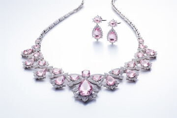Obraz premium Illustration jewelry silver vintage necklace with precious stones