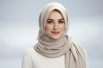 A Young Smiling Woman Wearing a Hijab made with Generative Ai