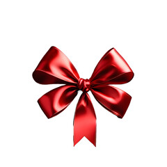 Fototapeta premium red ribbon bow on a white transparent background,Generative ai