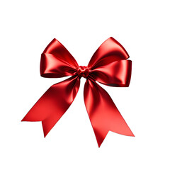 red ribbon bow on a white transparent background,Generative ai