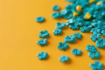 Fotobehang turquoise beads flat green yellow background opacity  © sdstudio