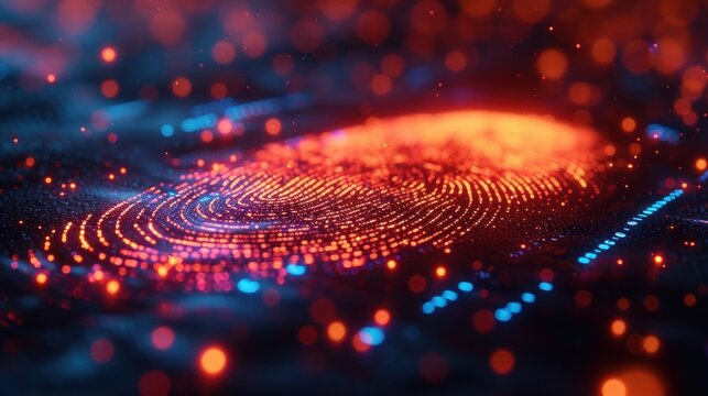 closeup of digital finger print biometric