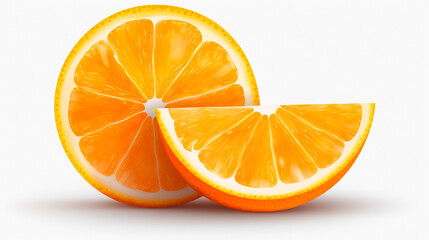 Fototapeta premium two orange halves cut in half on a white background
