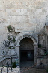 Fototapeta na wymiar Jerusalem, Israel - April 22, 2022: Ancient Damascus Gate is one of the main entrances to the Old City of Jerusalem. The gate of the roman Jerusalem