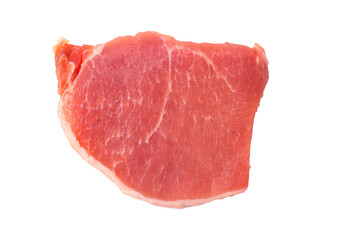 Raw pork pieces isolated on a white background.