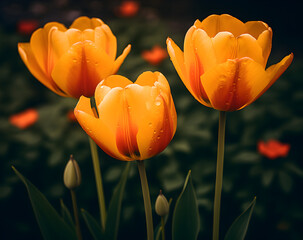 Obraz premium orange and yellow tulips