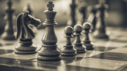 A chess board with pieces symbolizing strategic business planning