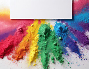 Colorful powder explosion on white background. Holi festival concept. - obrazy, fototapety, plakaty