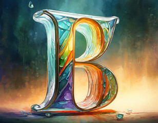 Lettera B con effetto cristallo colorato - obrazy, fototapety, plakaty