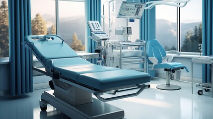 Hospital empty operation room with surgery bed and surgery Generative AI - obrazy, fototapety, plakaty