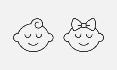 Newborn boy and girl line icon. Baby human age. Vector illustration
