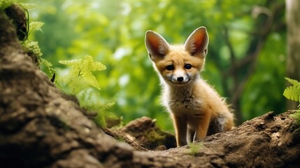 fox baby fox fennec Generative AI - obrazy, fototapety, plakaty