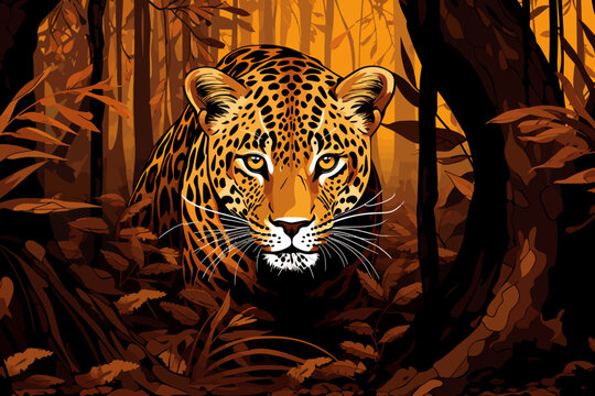 a picture of a leopard in the woods