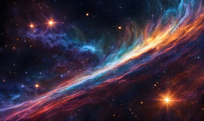 Obraz premium A sweeping view of the cosmos, stars streaking across the celestial void